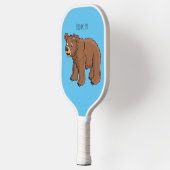 かわいいクマと花の漫画イラストレーション ピックルボールラケット (左)