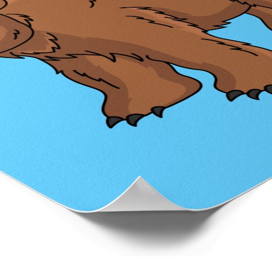 かわいいクマと花の漫画イラストレーション ポスター (角)