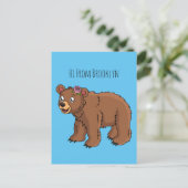 かわいいクマと花の漫画イラストレーション ポストカード (スタンド正面)