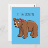 かわいいクマと花の漫画イラストレーション ポストカード (正面/裏面)