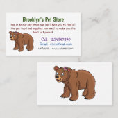 かわいいクマと花の漫画イラストレーション 名刺 (正面/裏面)