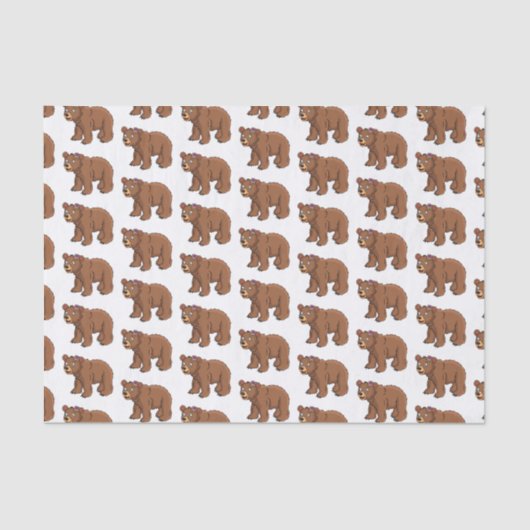 かわいいクマと花の漫画イラストレーション 薄葉紙 (正面)