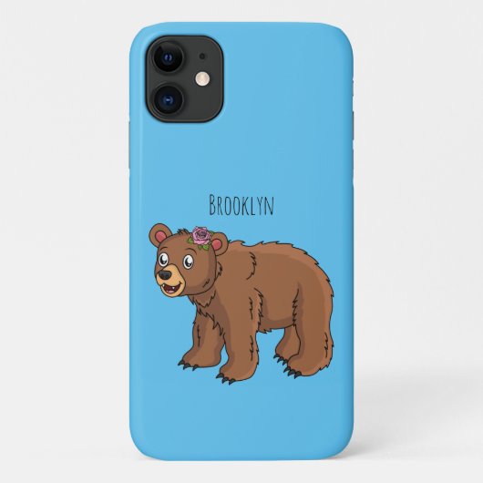 かわいいクマと花の漫画イラストレーション Case-Mate iPhoneケース (裏面)