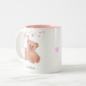 かわいいクマと花を持つ最高のママ ツートーンマグカップ (正面左)
