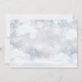 かわいいクマと青いバルーン冬のベビー写真 サンキューカード (裏面)