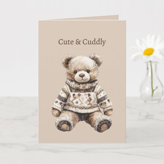かわいいクマのぬいぐるみ カード (小さな植物)