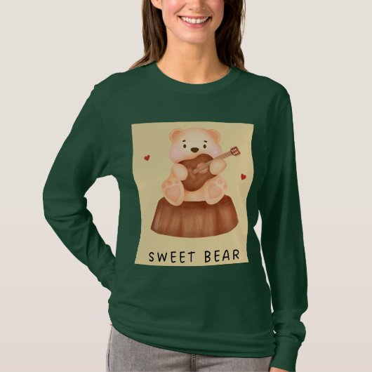 かわいいクマのイラストスウェットシャツ Tシャツ (正面)