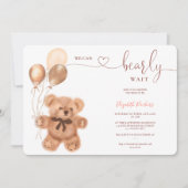 かわいいクマのイラストレーションbearly wait赤ちゃんシャワー 招待状 (正面)