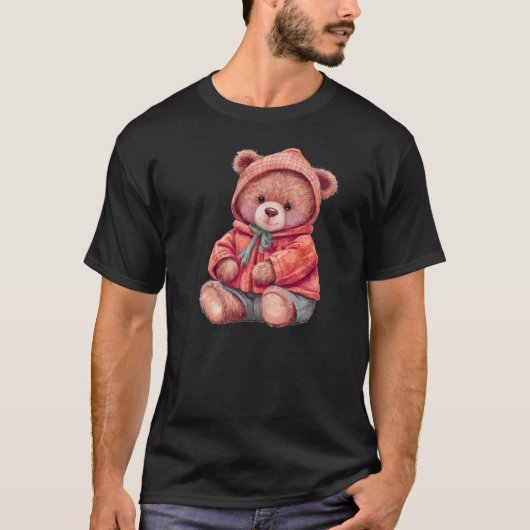 かわいいクマのイラスト 自然風デザイン Tシャツ (正面)