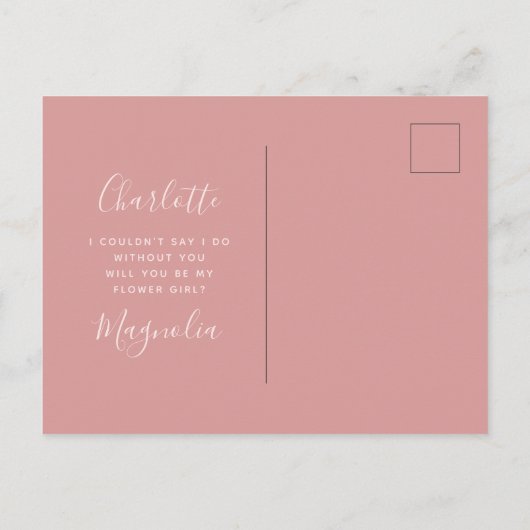 かわいいクマのウェディング フラワーガール プロポーズ 案内ポストカード (裏面)