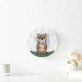 かわいいクマのカスタマイズ可能で男女兼用の丸い時計 ラウンド壁時計 (ホーム)