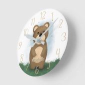 かわいいクマのカスタマイズ 男女兼用 ラウンドクロック ラウンド壁時計 (傾斜)