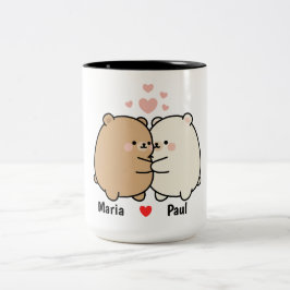 かわいいクマのカップル オーダーメイド バレンタイン コーヒーマグ ツートーンマグカップ