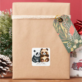 かわいいクマのカップル |ロマン結婚ティック スクエアシール