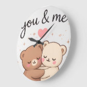  かわいいクマのカップル 壁掛け時計  ラージ壁時計 (傾斜)