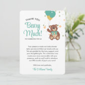 かわいいクマのカブバルーン男女兼用赤ちゃんシャワー サンキューカード (スタンド正面)