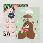 かわいいクマのカレンダー ポストカード (正面/裏面)
