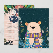 かわいいクマのカレンダー ポストカード (正面/裏面)