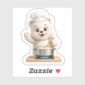 かわいいクマのキャラクターが料理しています。 シール (シート)