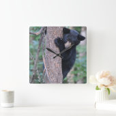 かわいいクマのキューブツリーまたは自分の写真角壁C スクエア壁時計 (ホーム)