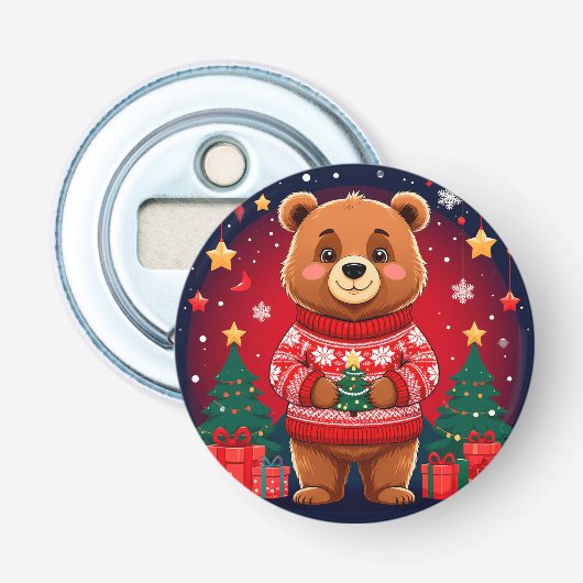 かわいいクマのクリスマススウェット 栓抜き (正面)