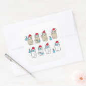 かわいいクマのクリスマスハットマスクサニタイザ スクエアシール (封筒)