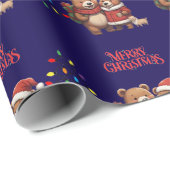 かわいいクマのクリスマス包装紙 ラッピングペーパー (ロールコーナー)