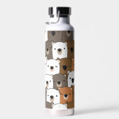 かわいいクマのコラージュ顔 ウォーターボトル (右面)