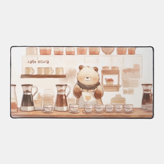 かわいいクマのコーヒーデスクマット デスクマット (正面)