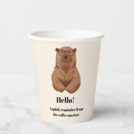かわいいクマのコーヒーマスター 励ましの引用 紙コップ