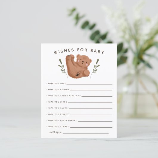 かわいいクマのシャワーの願いベビーカード (スタンド正面)