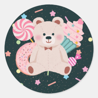 かわいいクマのステッカー ラウンドシール