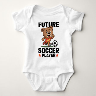 かわいいクマのスポーツ未来のサッカー選手 ベビーボディスーツ