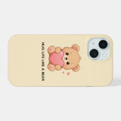 かわいいクマのスマホケース iPhone 15ケース (裏面横)