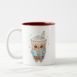かわいいクマのタピオカティー "Yummy Boba" ツートーン マグカップ