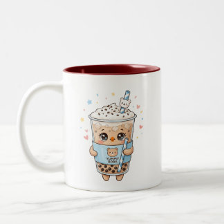 かわいいクマのタピオカティー "Yummy Boba" ツートーン マグカップ