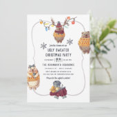 かわいいクマのダサいクリスマススウェター パーティー 招待状 (スタンド正面)