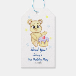 かわいいクマのテーマの男の子の誕生日パーティー ギフトタグ