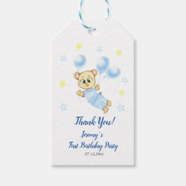 かわいいクマのテーマの男の子の誕生日パーティー ギフトタグ