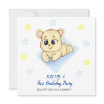 かわいいクマのテーマの男の子の誕生日パーティー