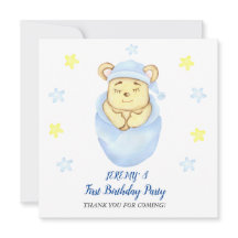 かわいいクマのテーマの男の子の誕生日パーティー