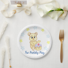 かわいいクマのテーマの男の子の誕生日パーティー ペーパープレート