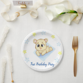 かわいいクマのテーマの男の子の誕生日パーティー ペーパープレート