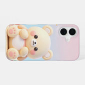 かわいいクマのデザイン iPhone 16ケース (裏面横)