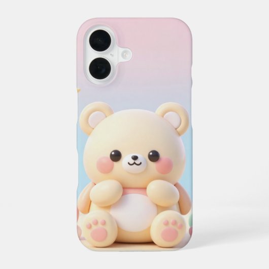 かわいいクマのデザイン iPhone 16ケース (裏面)