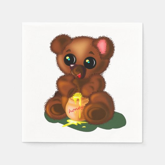 かわいいクマのナプキン スタンダードカクテルナプキン (正面)