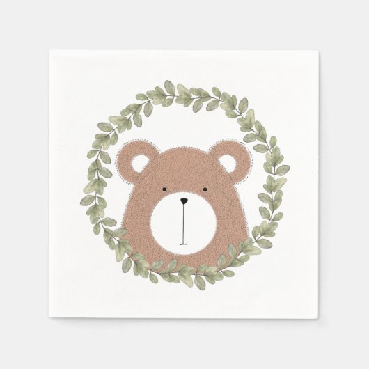 かわいいクマのナプキン スタンダードカクテルナプキン (正面)