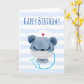 かわいいクマのナースマスクハッピーバースデー カード (黄色い花)