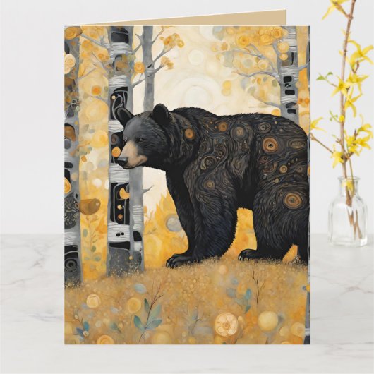 かわいいクマのハグを想って カード (黄色い花)