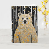 かわいいクマのハグを想って カード (黄色い花)